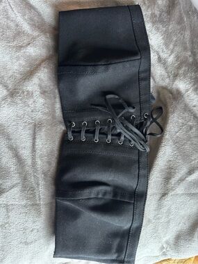 Prada Lace-Up Corset Top Black Bralette Denim Runway Style Made in Italy